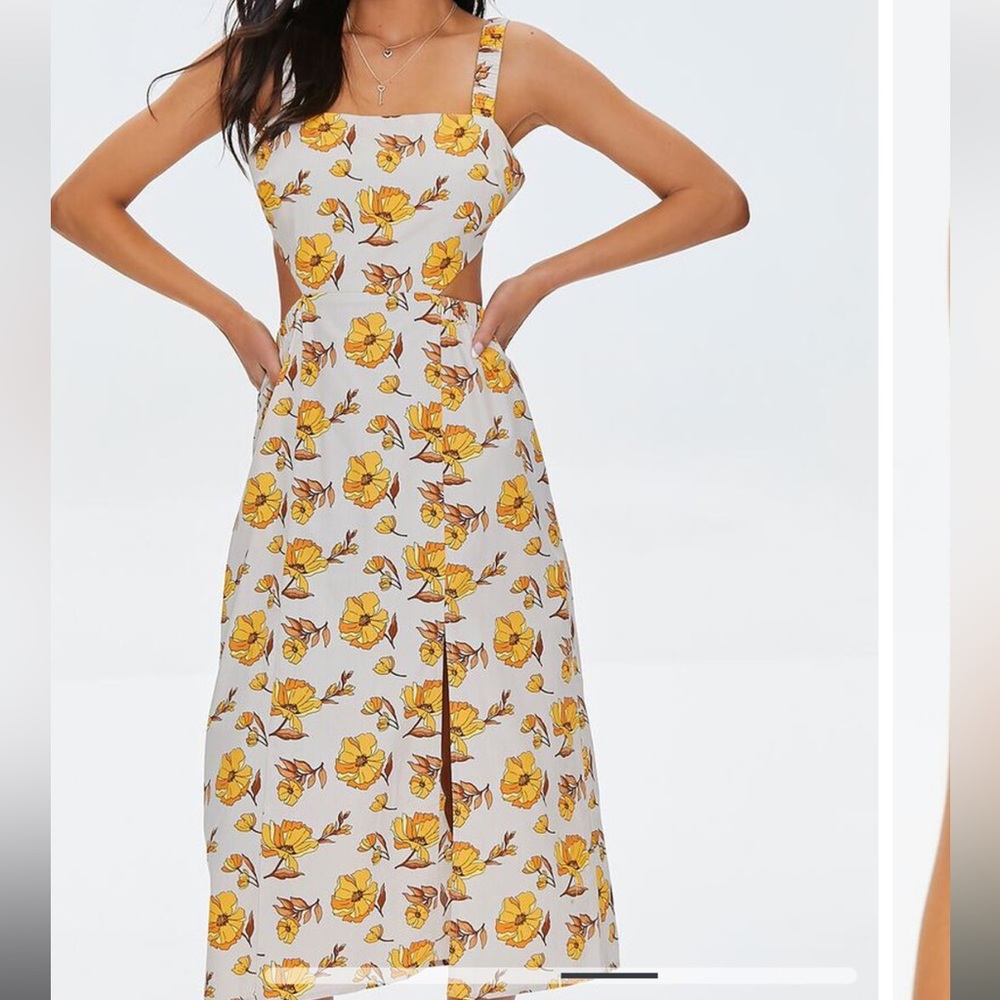 forever 21 NWOT floral cutout midi dress